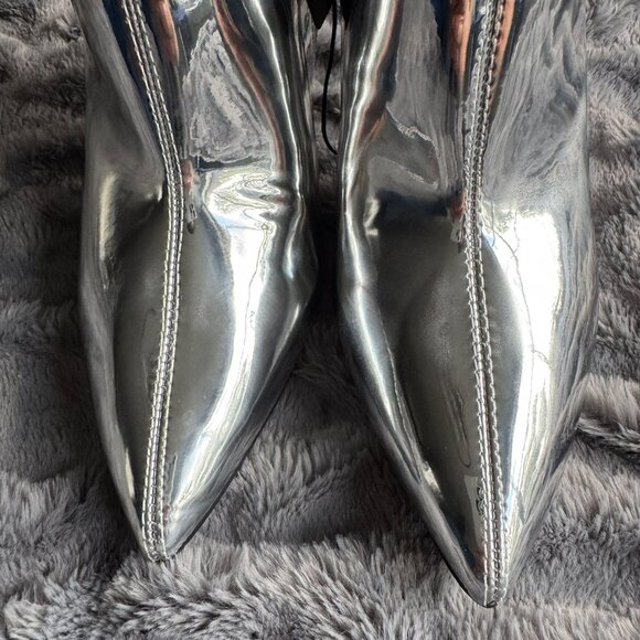 Women Go-Go Disco Glam Western Pointed Toe Stiletto Heel Boot Silver Metallic 8 - Picture 11 of 14